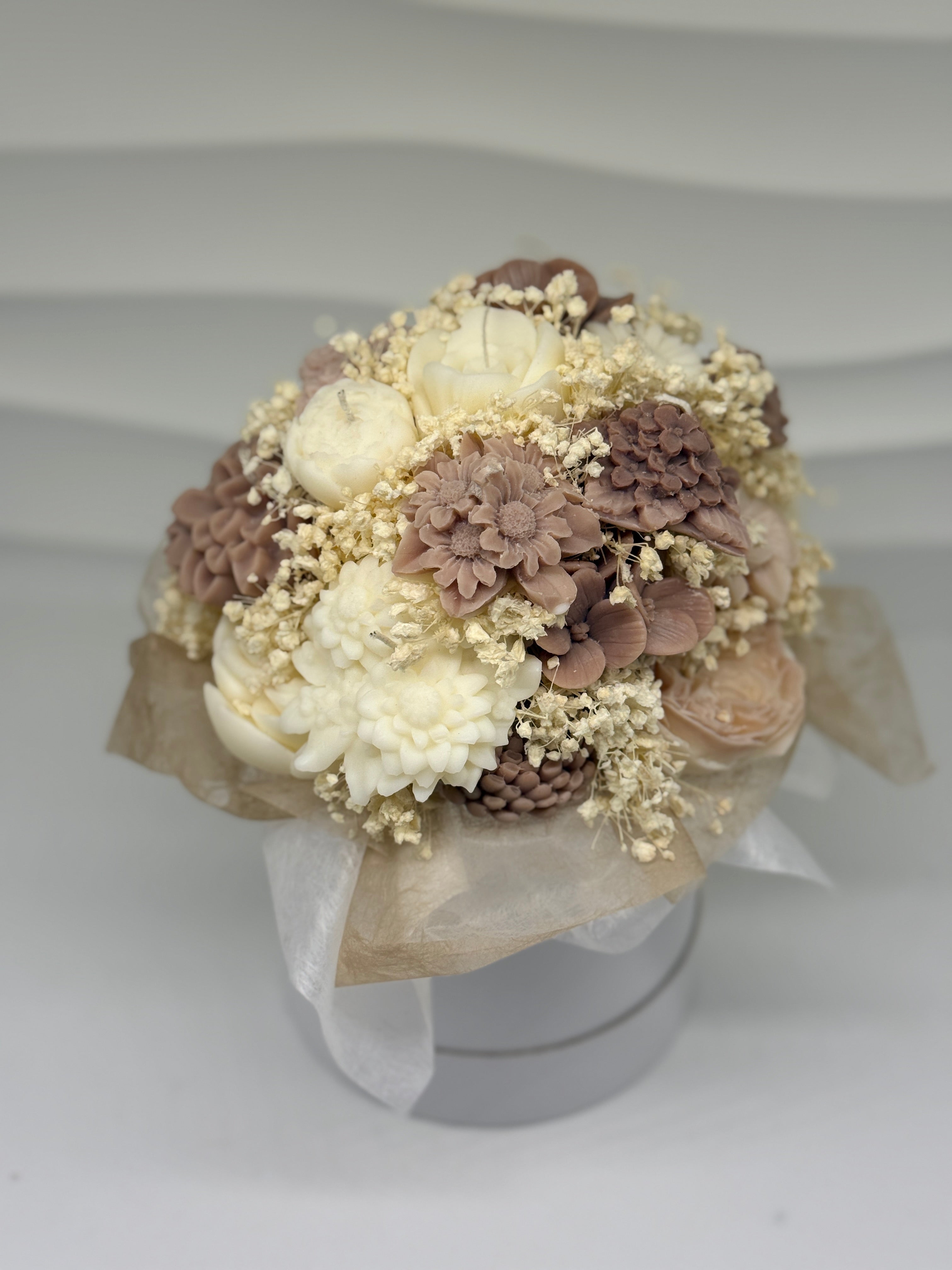 Kerzenstrauß „ Skara Beige in Geschenktopf Standkerze Floma Candle & More