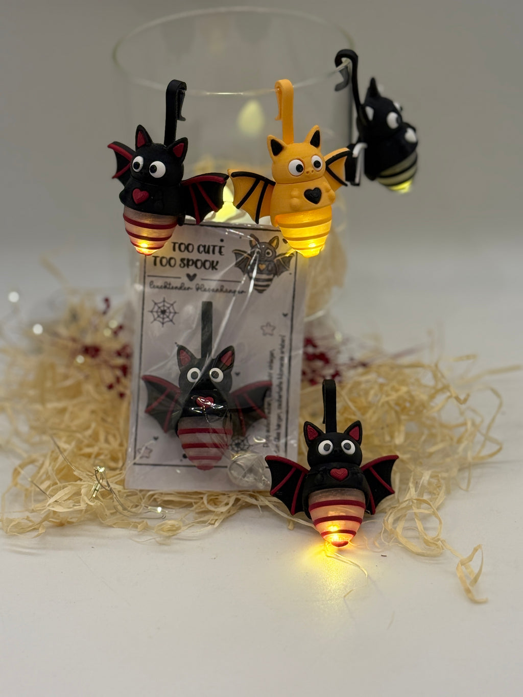 Glasanhänger – Fledermaus im Glühwürmchen-Look 🦇