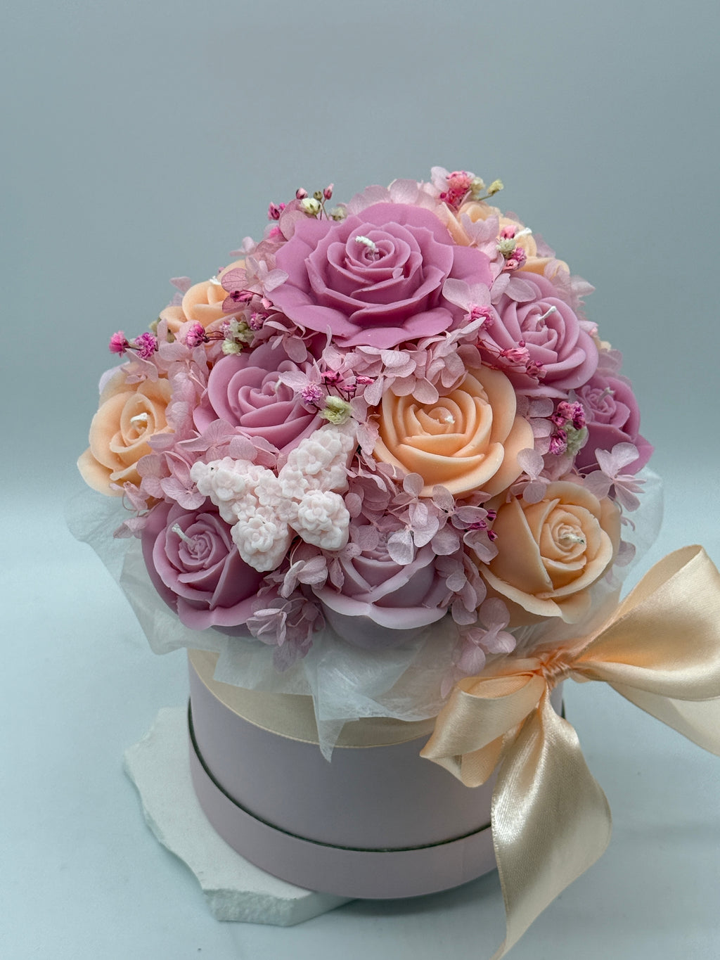 Kerzenblumenstrauß Rose Apricot