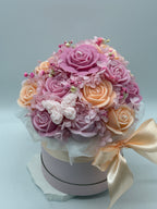 Kerzenblumenstrauß Rose Apricot Flowerbox Floma Candle & More