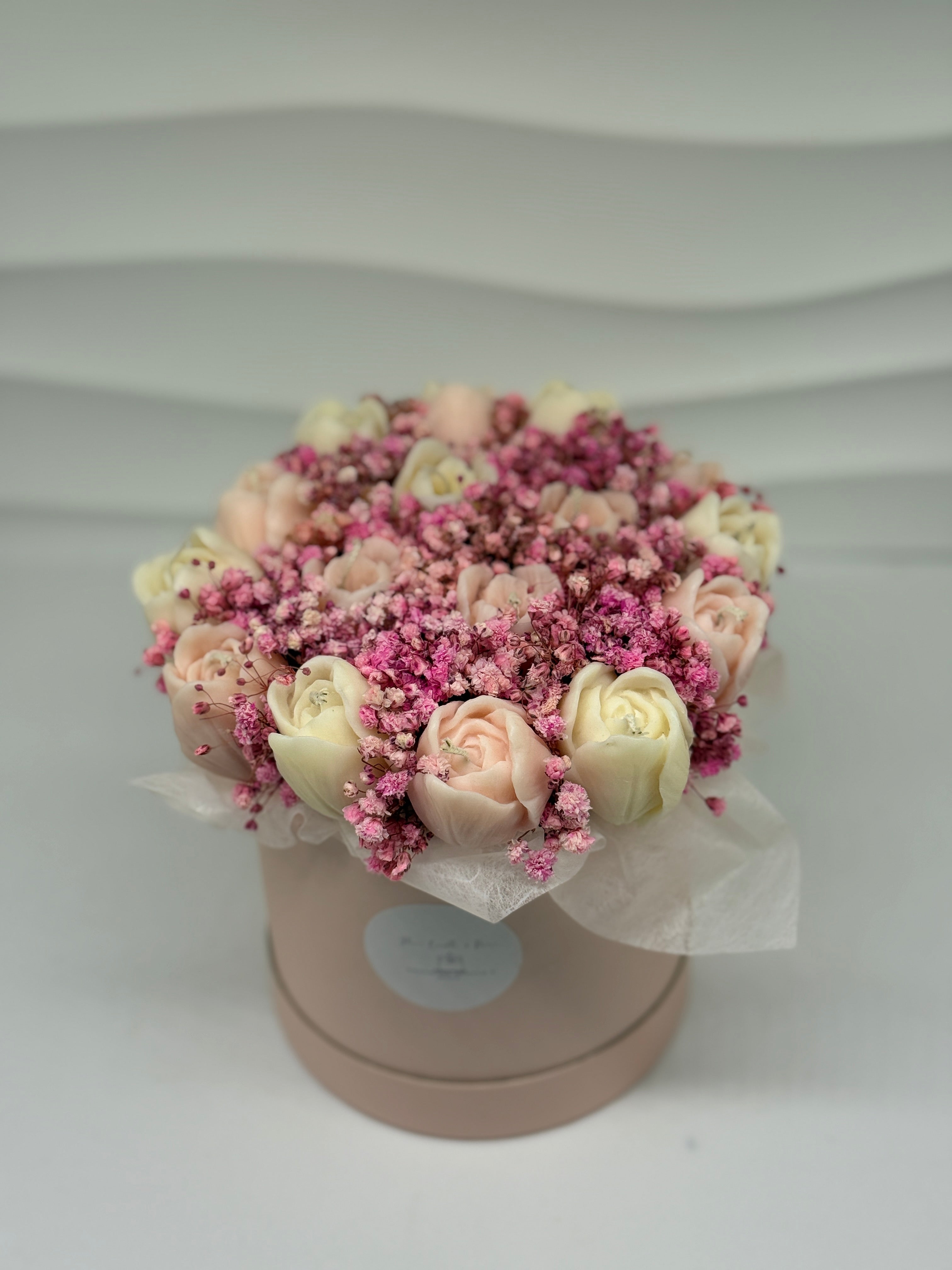 Kerzenblumenstrauss Tulpe Rosa Flowerbox Floma Candle & More