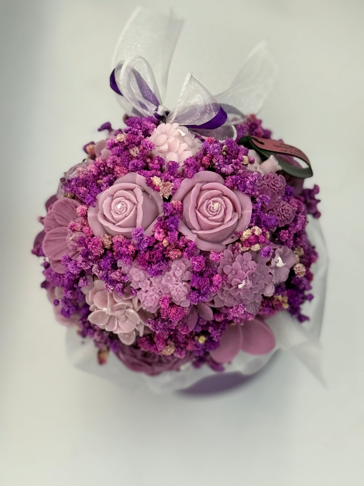 Kerzenblumenstrauß „ Pure Berry „ aus Rapswachs | Handgemachtes Blumengeschenk Flowerbox Floma Candle & More