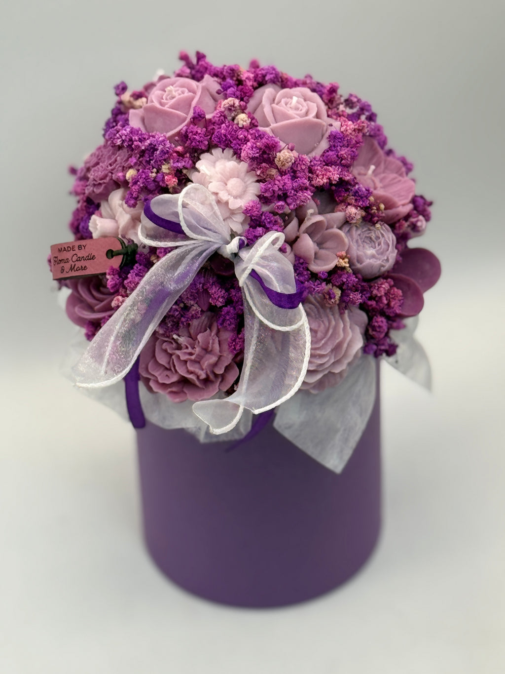 Kerzenblumenstrauß „ Pure Berry „ aus Rapswachs | Handgemachtes Blumengeschenk Flowerbox Floma Candle & More