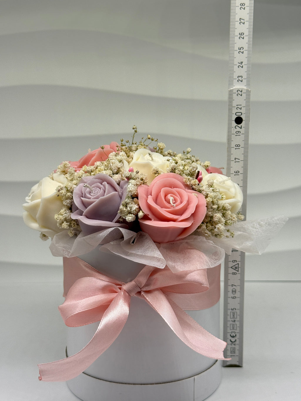 Poesie | Kerzenblumenstrauß aus Rosen in Pastell Flowerbox Floma Candle & More