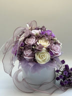 Kerzenblumenstrauß aus Rosen Lavendel Flowerbox Floma Candle & More