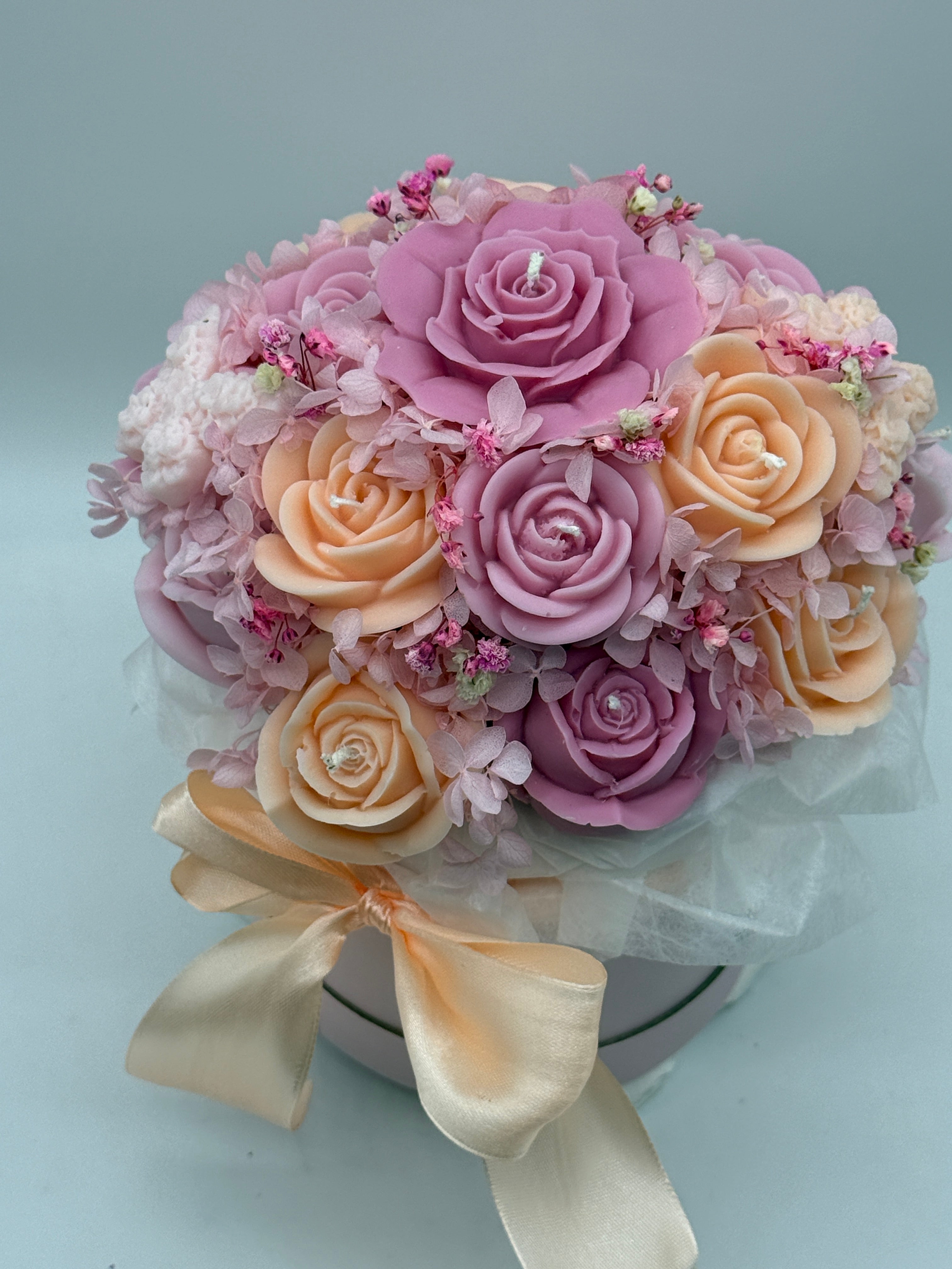 Kerzenblumenstrauß Rose Apricot
