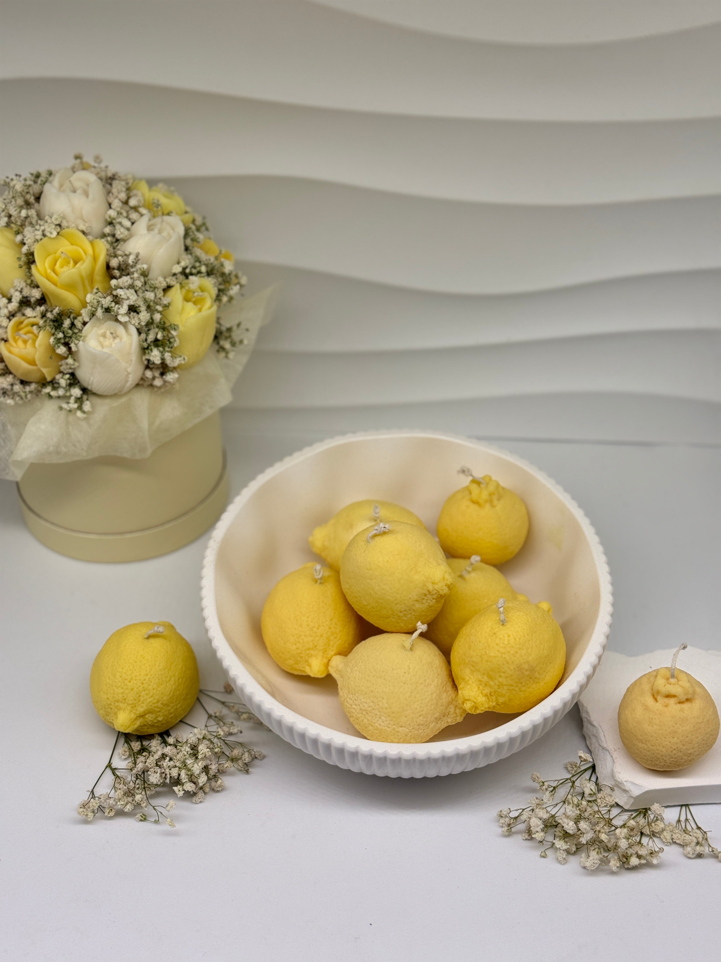 Zitronen Kerze aus Rapswachs, Duftkerze Zitrone Duftkerzen Floma Candle & More