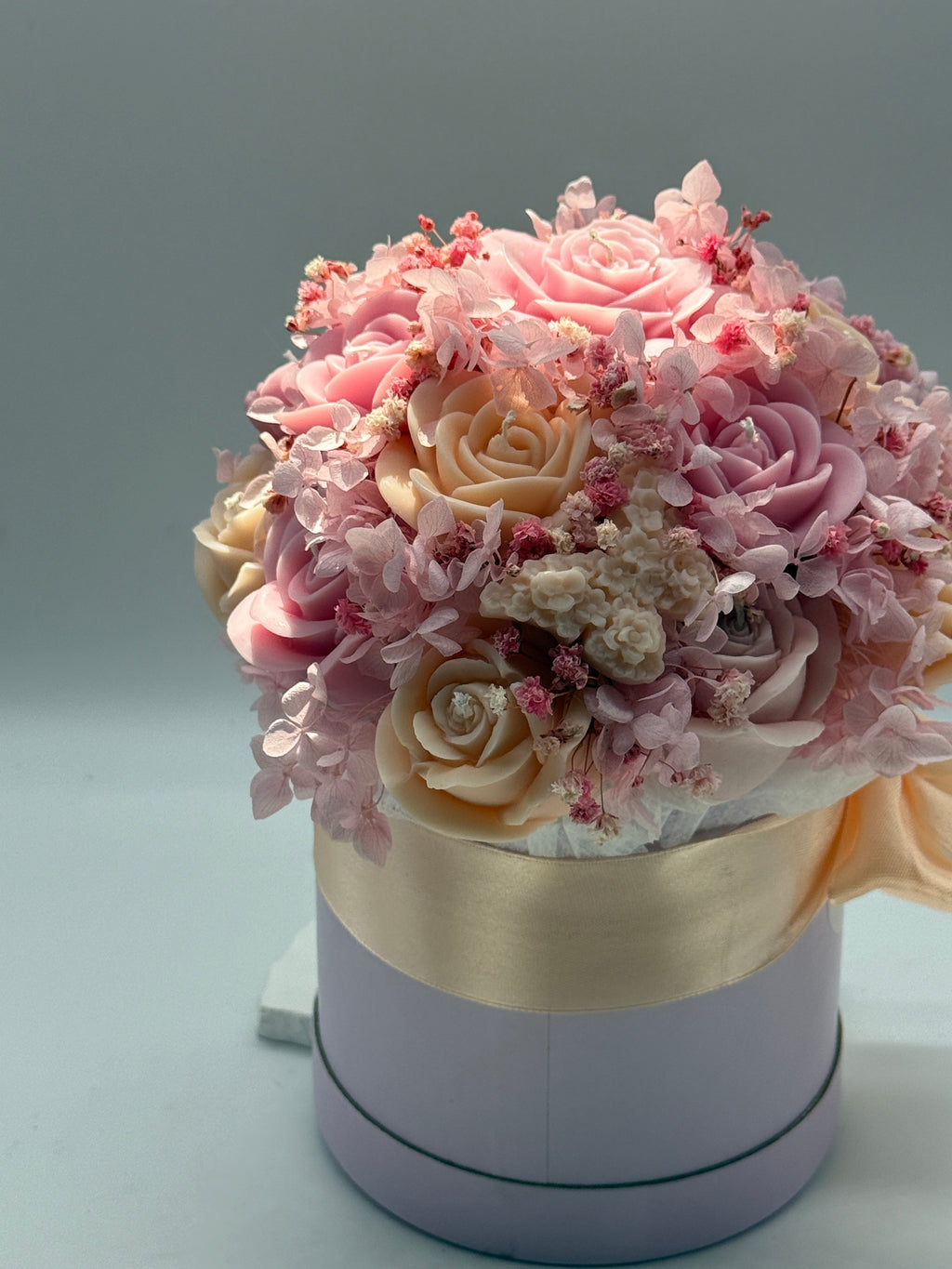 Kerzenblumenstrauß Rose Apricot