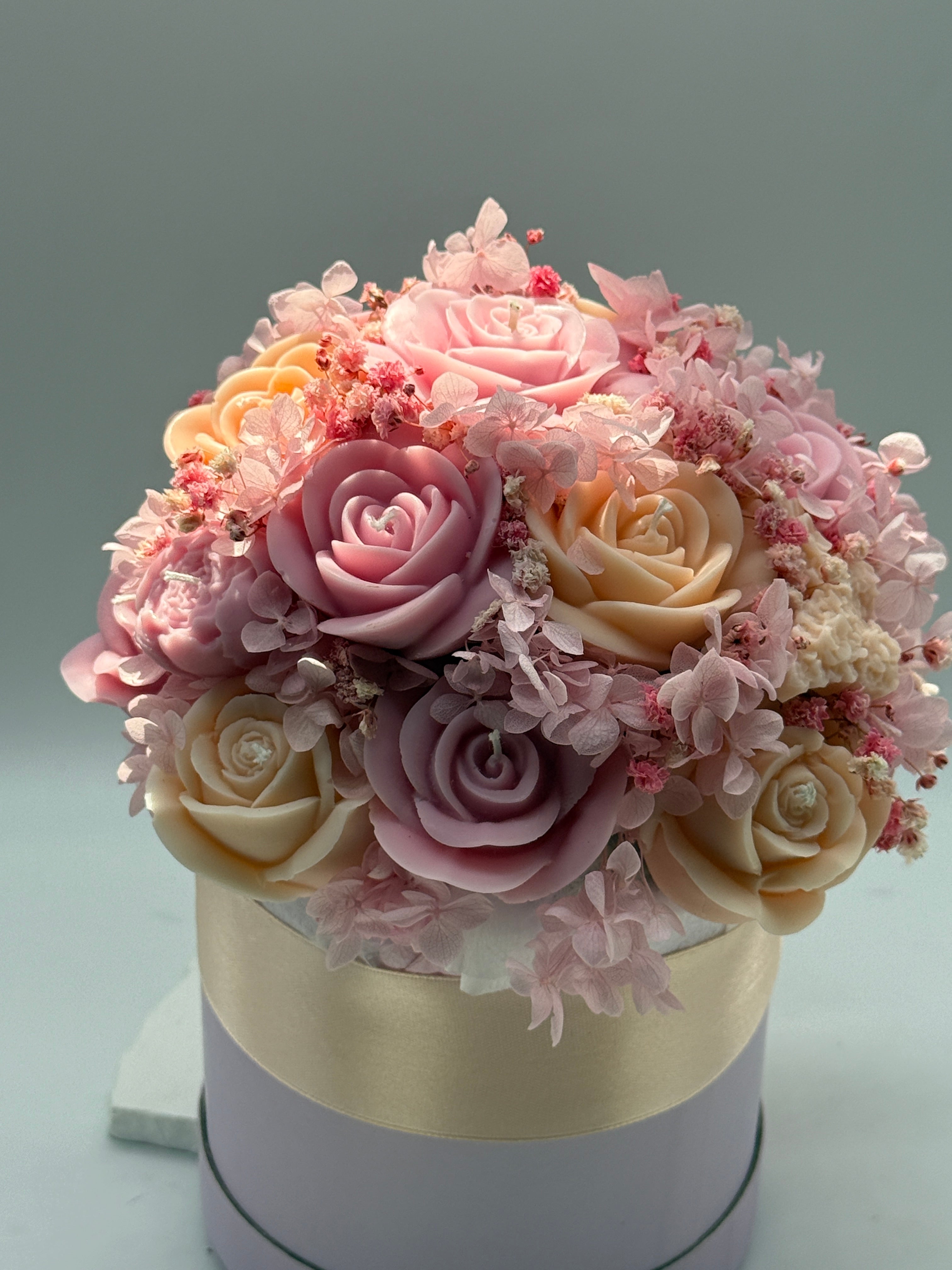 Kerzenblumenstrauß Rose Apricot