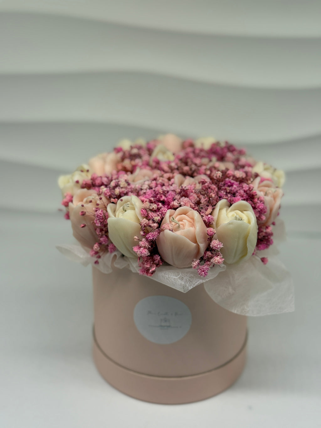 Kerzenblumenstrauss Tulpe Rosa Flowerbox Floma Candle & More