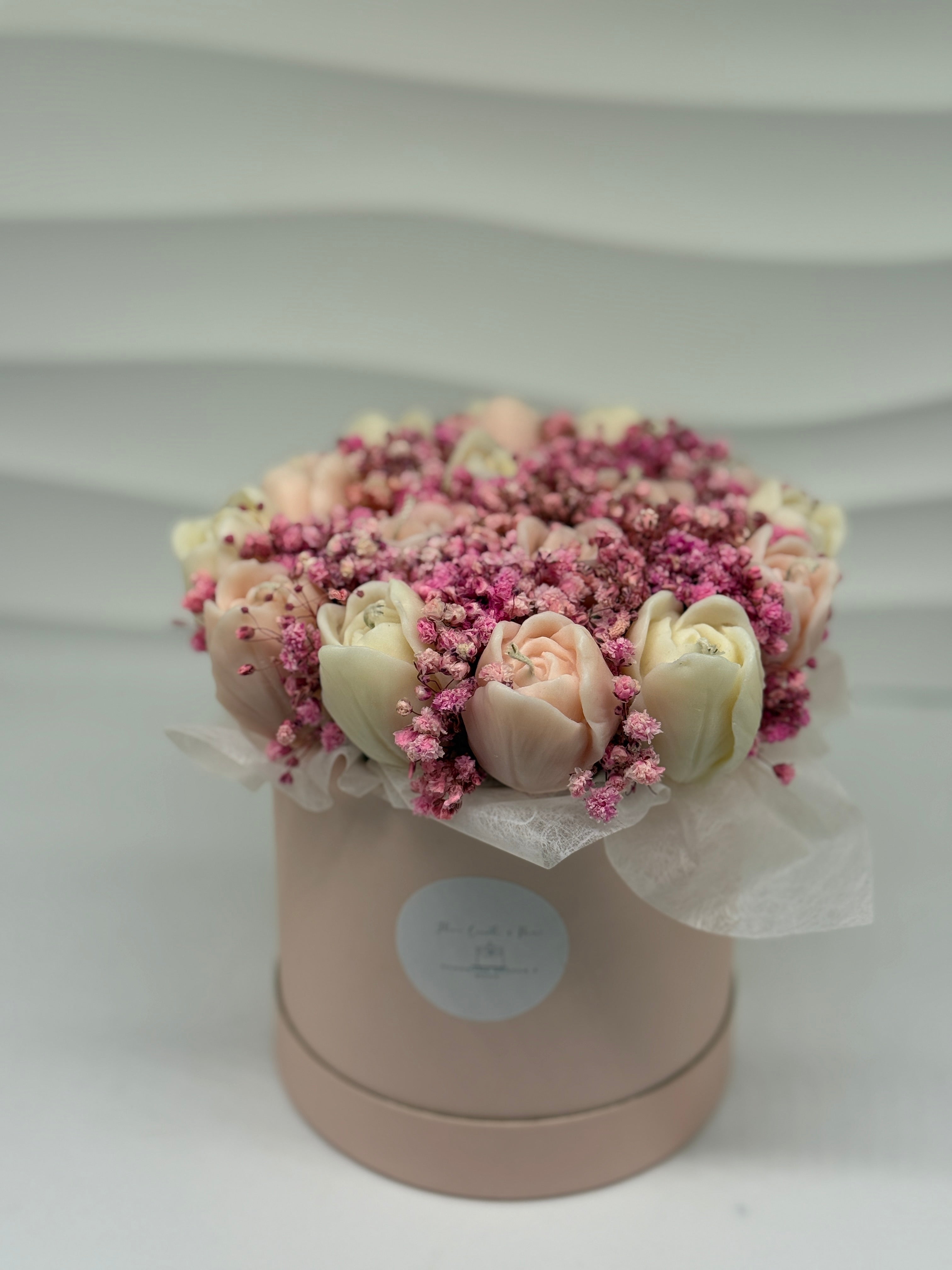 Kerzenblumenstrauss Tulpe Rosa Flowerbox Floma Candle & More