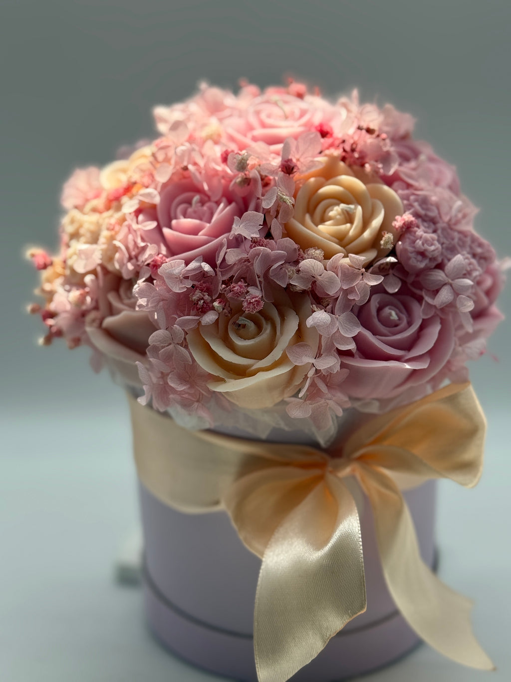 Kerzenblumenstrauß Rose Apricot