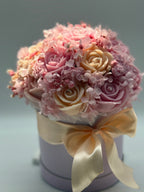 Kerzenblumenstrauß Rose Apricot Flowerbox Floma Candle & More