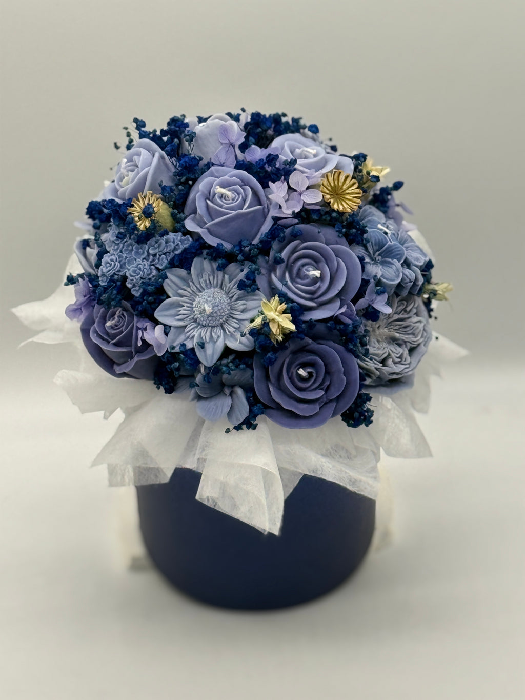 Kerzenblumenstrauß Blau aus Rapswachs | Handgefertigt |