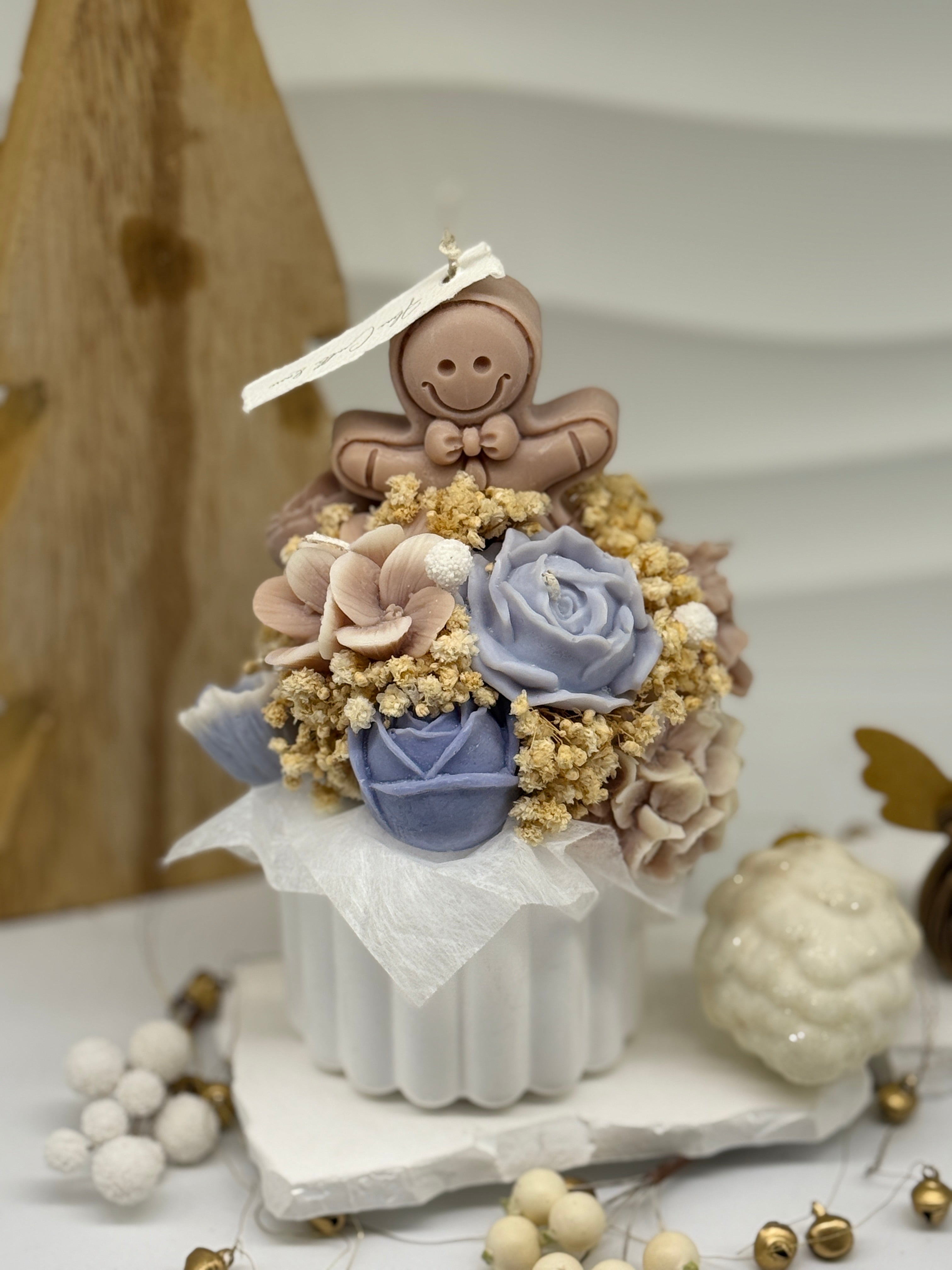 petite Weihnachten/ Kerzenstrauss in handgefertigten Keramikgefäß Flowerbox Floma Candle & More