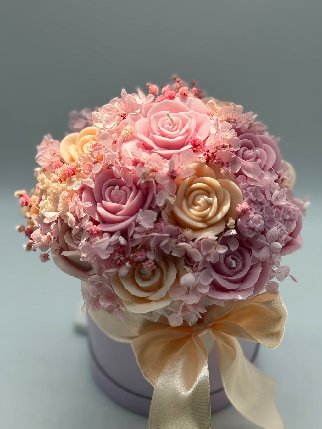 Kerzenblumenstrauß Rose Apricot