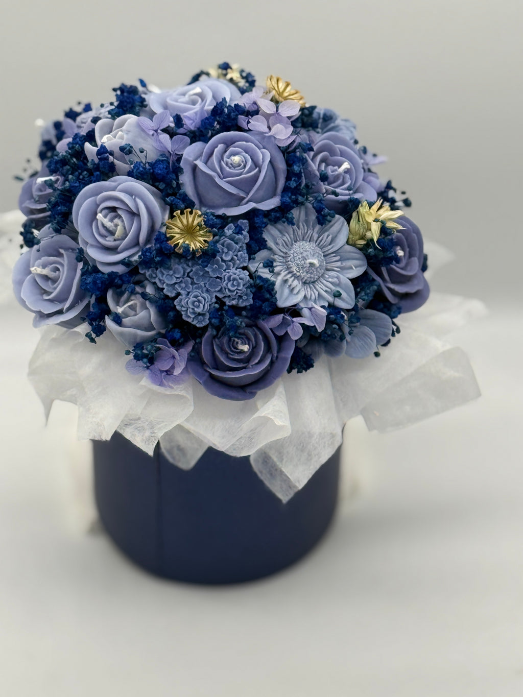 Kerzenblumenstrauß Blau aus Rapswachs | Handgefertigt |