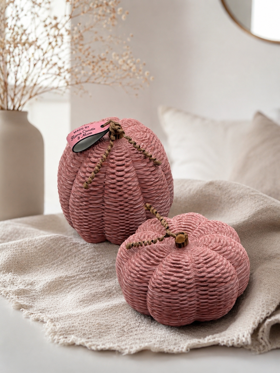 Kürbis Set Stricki 2-teilig 3D Druck | Dekokürbis Strickoptik | Herbstdeko Kürbis | moderne Herbst Deko | Geschenk Für Dich 3D Druck Floma Candle & More
