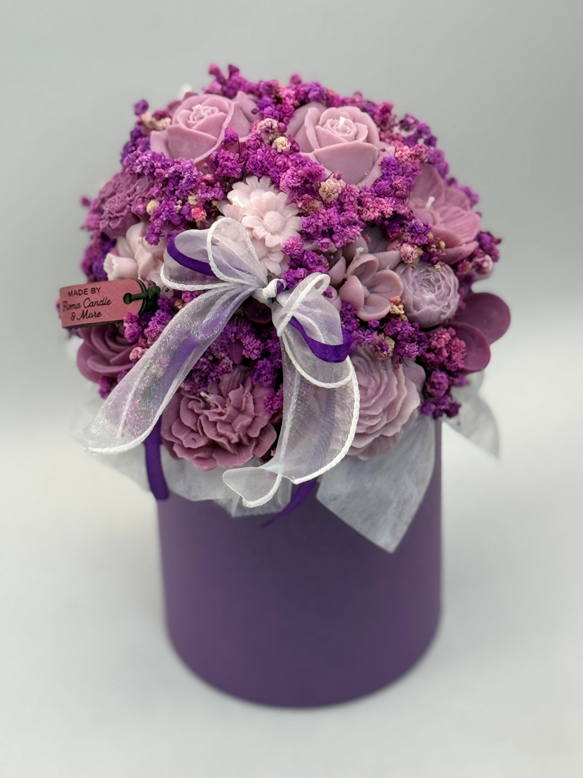 Kerzenblumenstrauß „ Pure Berry „ aus Rapswachs | Handgemachtes Blumengeschenk Flowerbox Floma Candle & More