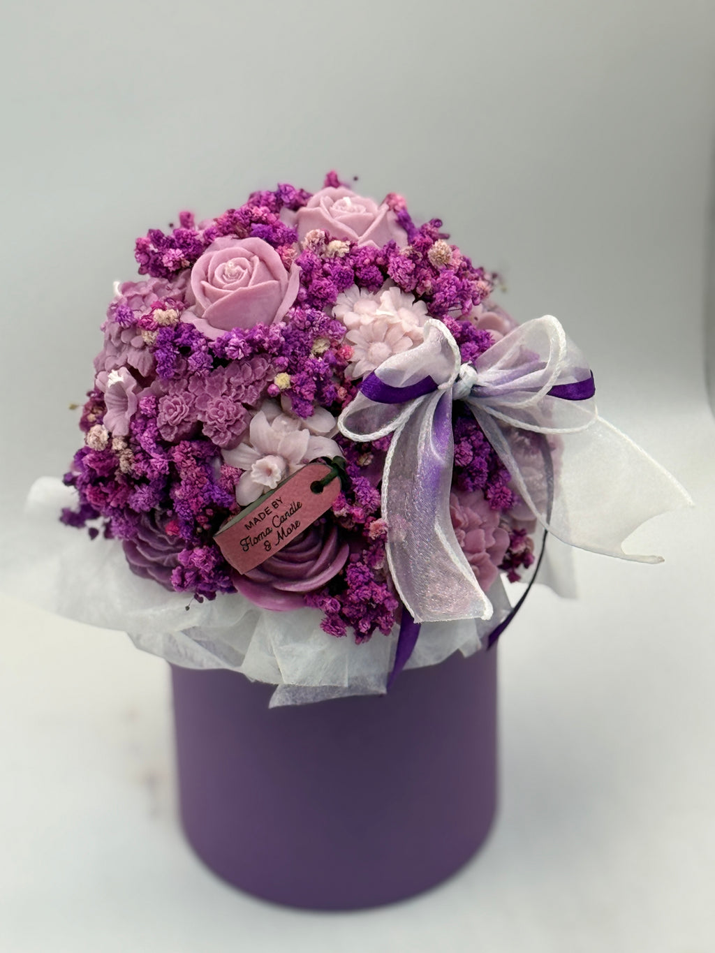 Kerzenblumenstrauß „ Pure Berry „ aus Rapswachs | Handgemachtes Blumengeschenk Flowerbox Floma Candle & More