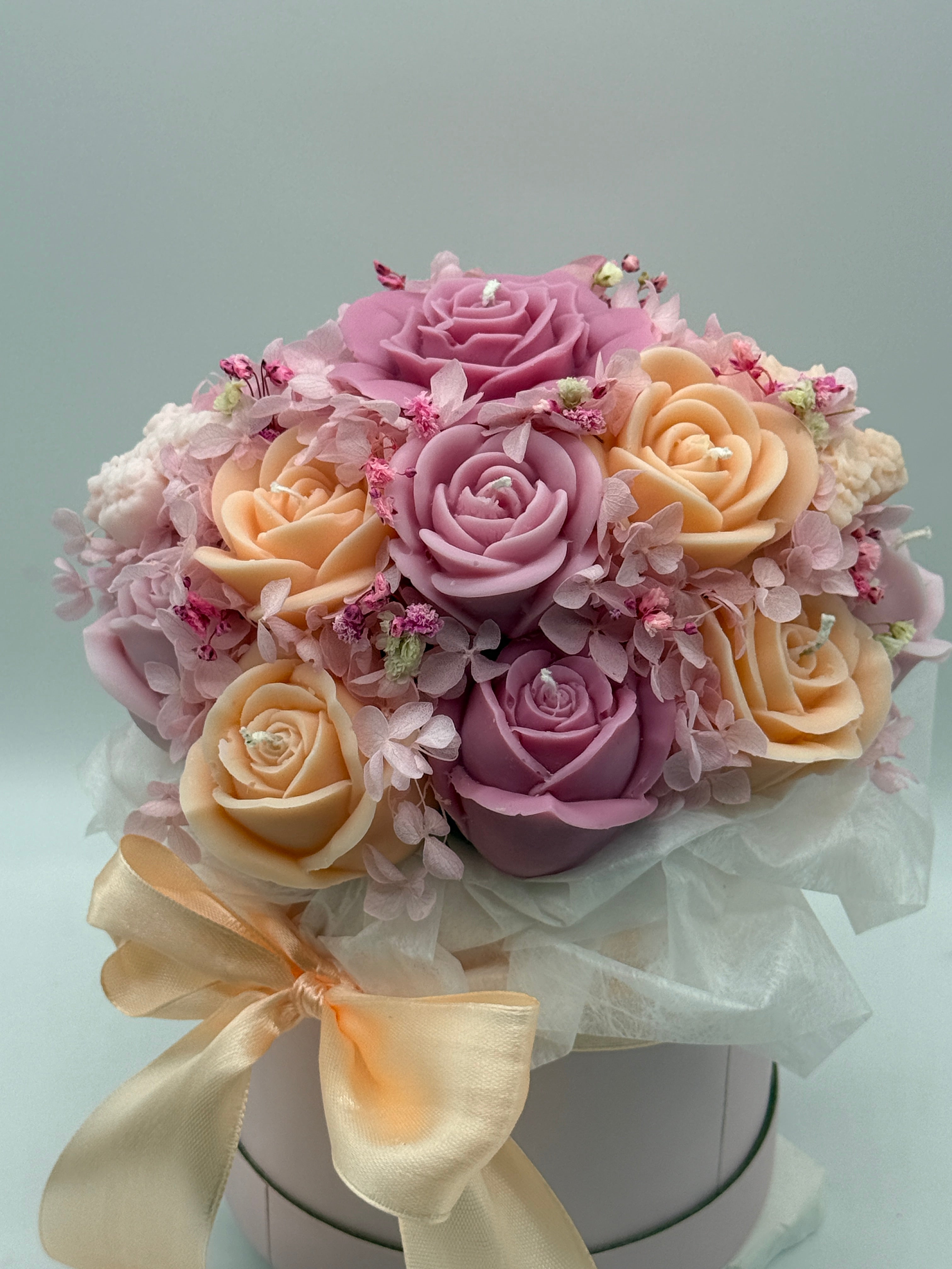 Kerzenblumenstrauß Rose Apricot