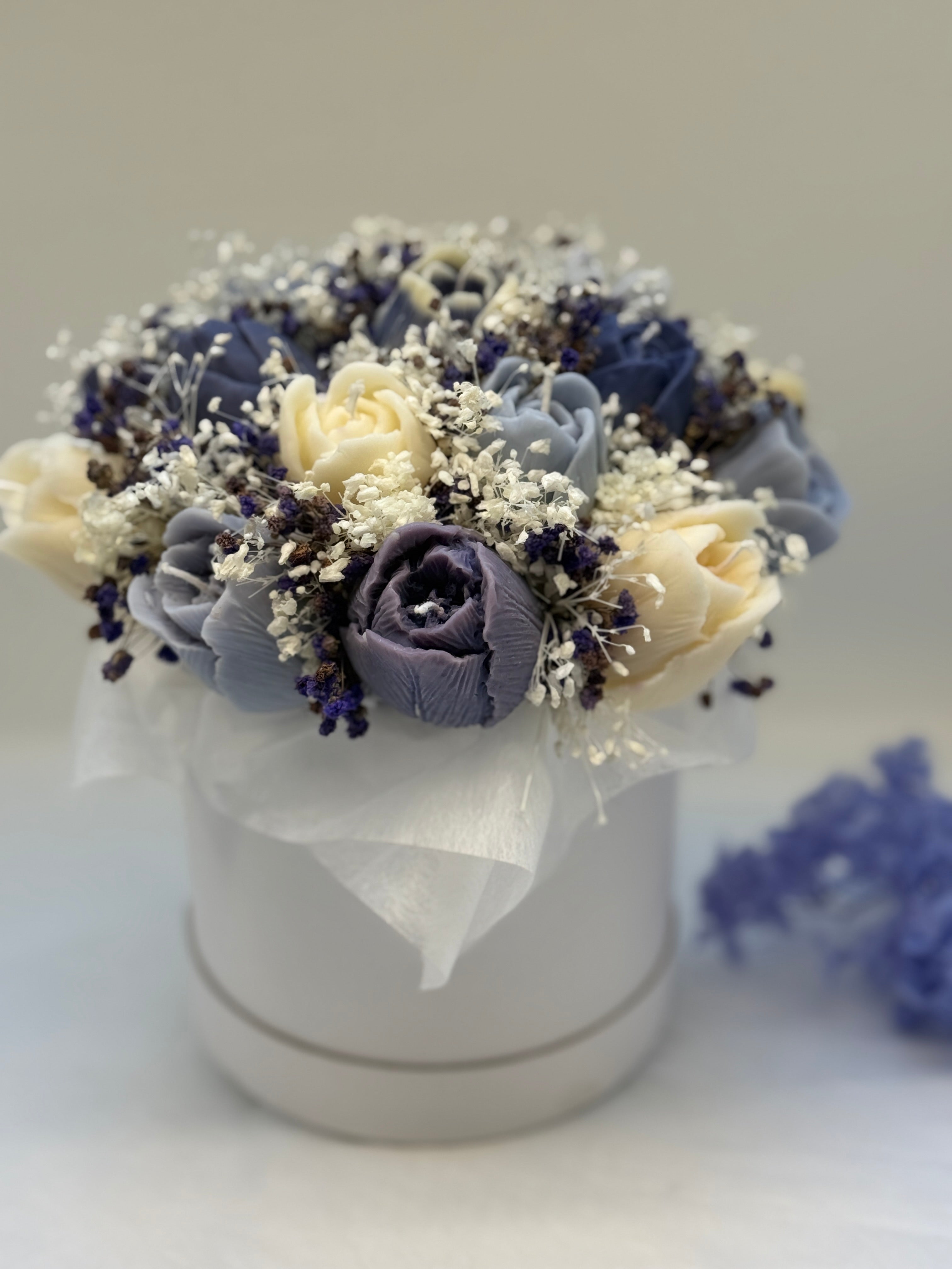 Kerzenblumenstrauss Tulpe Blue Flowerbox Floma Candle & More