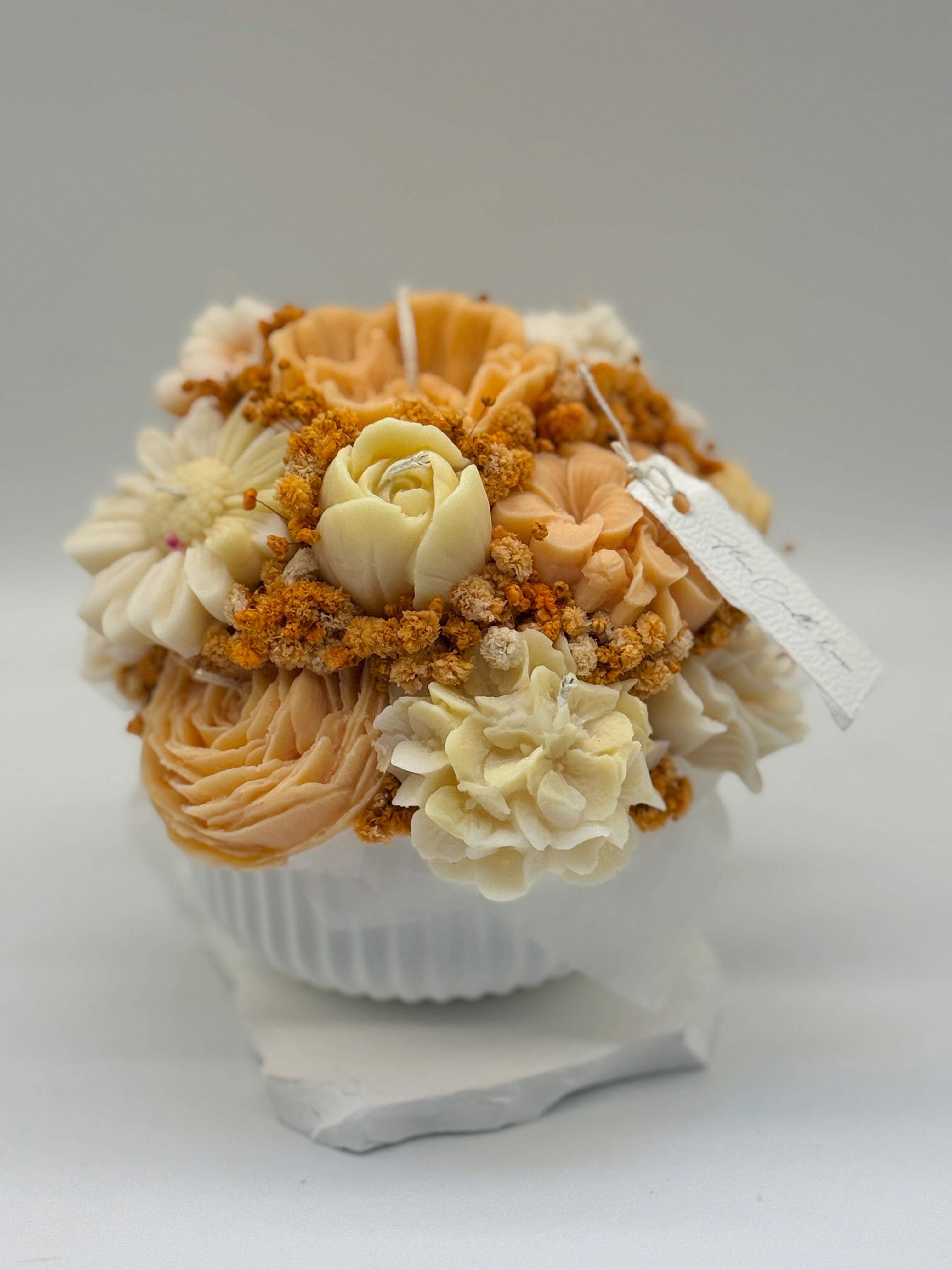 Kerzenstrauß „Floma “ in Keramikschale Flowerbox Floma Candle & More Orange Baby