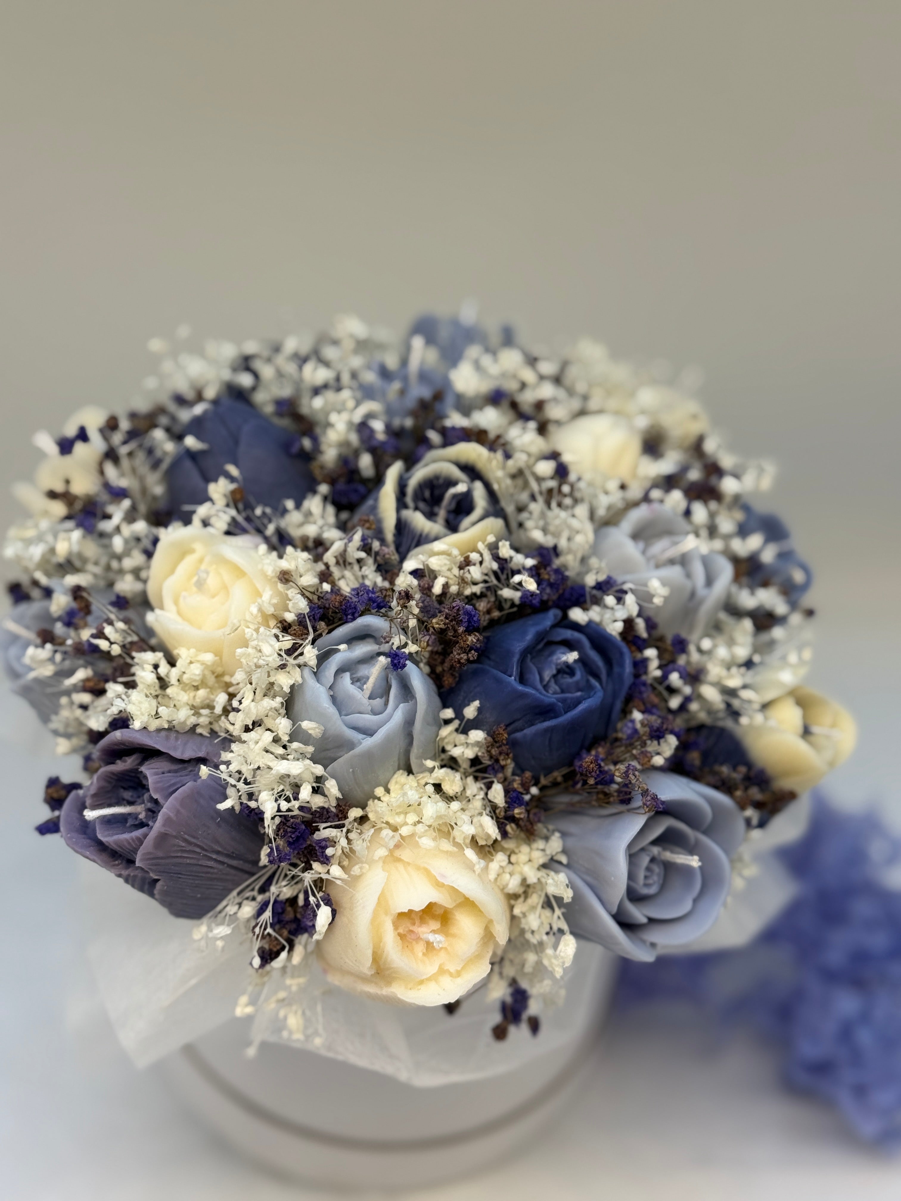 Kerzenblumenstrauss Tulpe Blue Flowerbox Floma Candle & More
