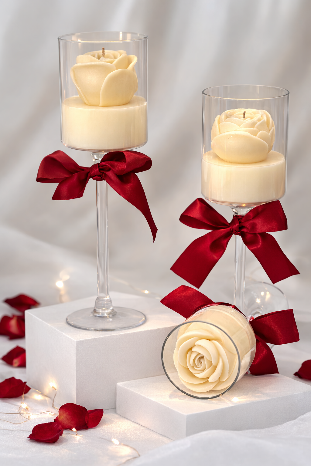 Rose in Glasvase Behälterkerzen Floma Candle & More