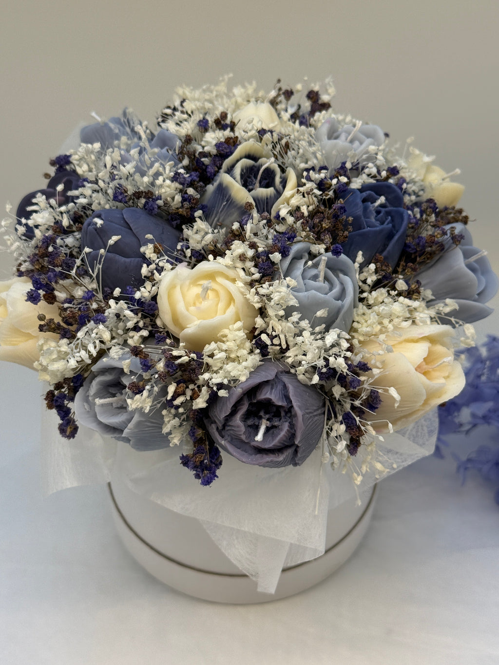 Kerzenblumenstrauss Tulpe Blue Flowerbox Floma Candle & More
