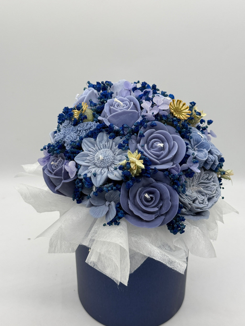 Kerzenblumenstrauß Blau aus Rapswachs | Handgefertigt |