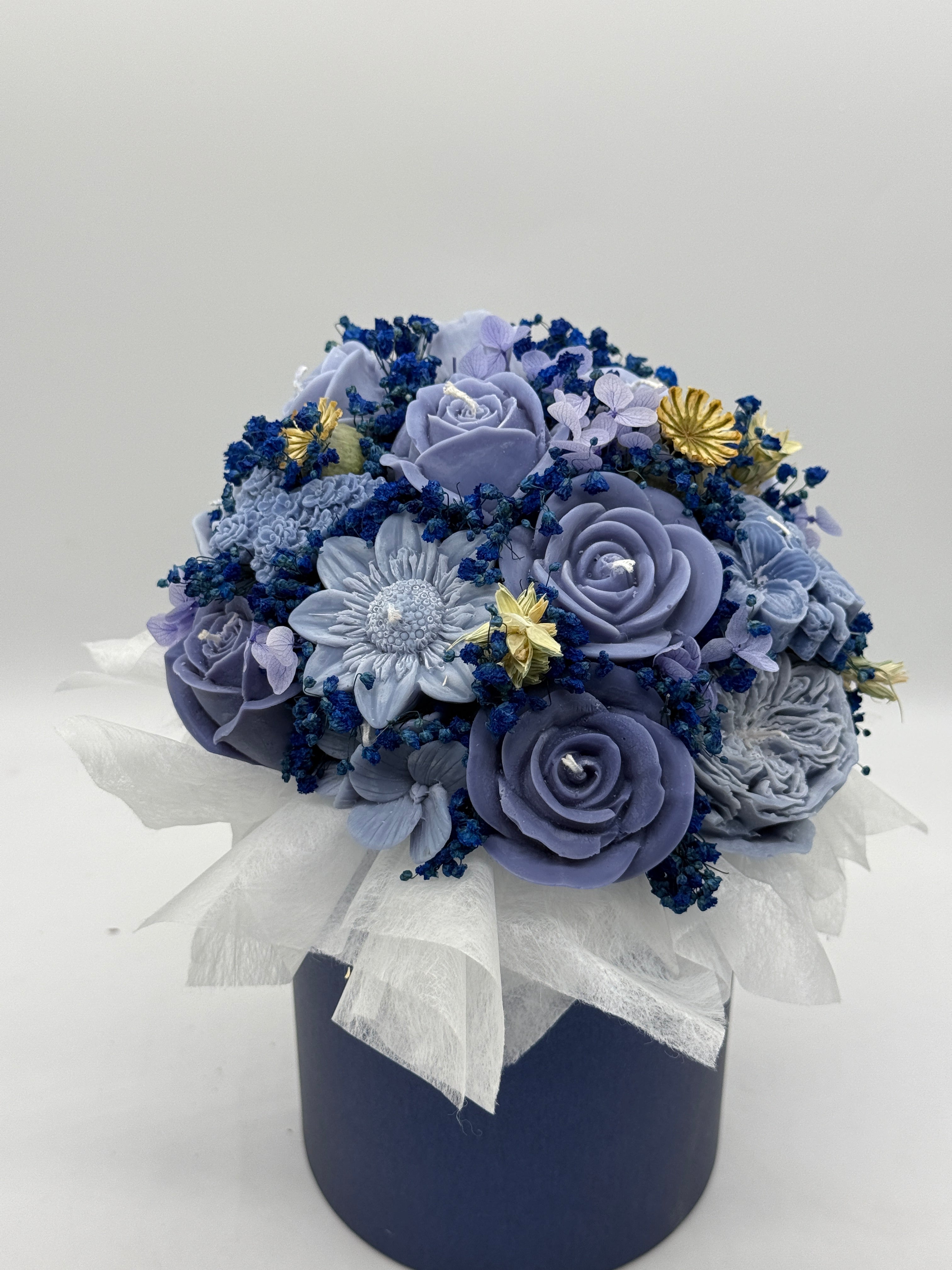 Kerzenblumenstrauß Blau aus Rapswachs | Handgefertigt |