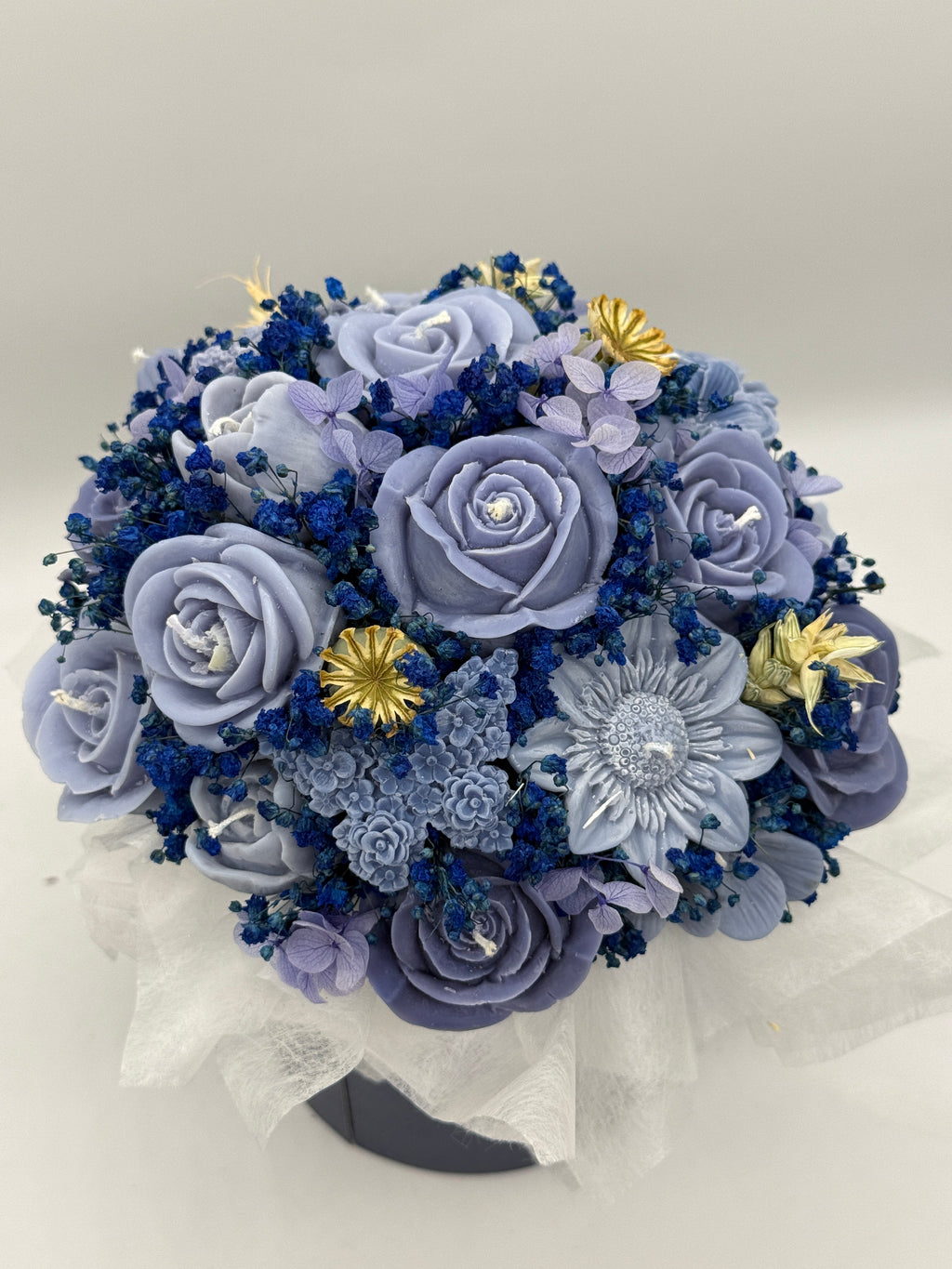 Kerzenblumenstrauß Blau aus Rapswachs | Handgefertigt |