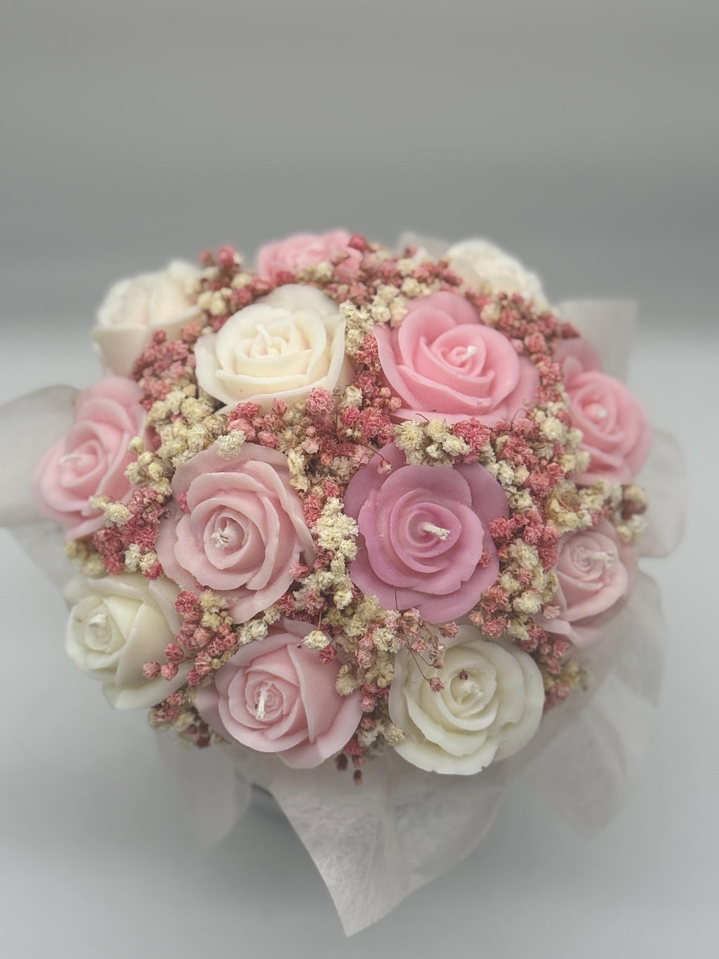 Kerzenblumenstrauß mit Rosen Rose Handgemachte Blumenkerzen Romantische Geschenkidee Rosa Deko Flower Candle Bouquet Etsy