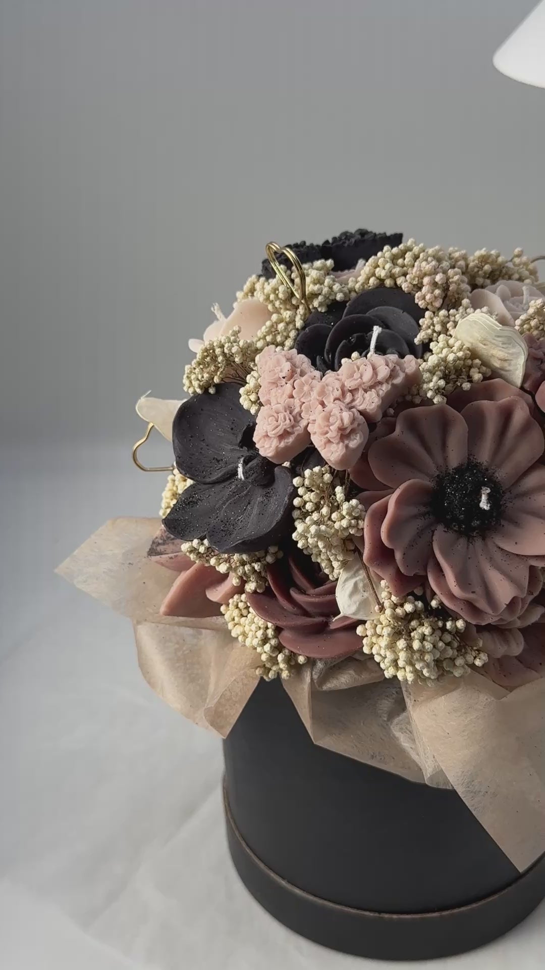 Kerzenstrauss Black Opium aus Rapswachs Flowerbox Floma Candle & More