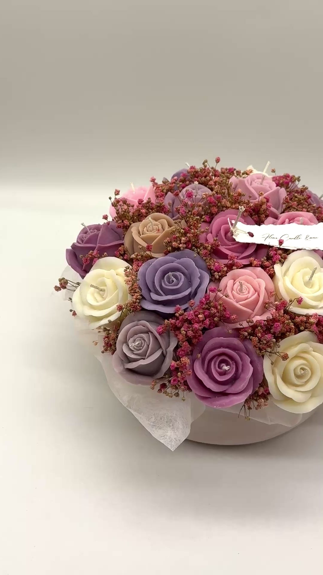 Rosenstraum /Rosenkerzen Arrangement in Keramikschale – Handgefertigte Blumenkerzen mit Trockenblumen als elegante Deko Behälterkerzen Floma Candle & More