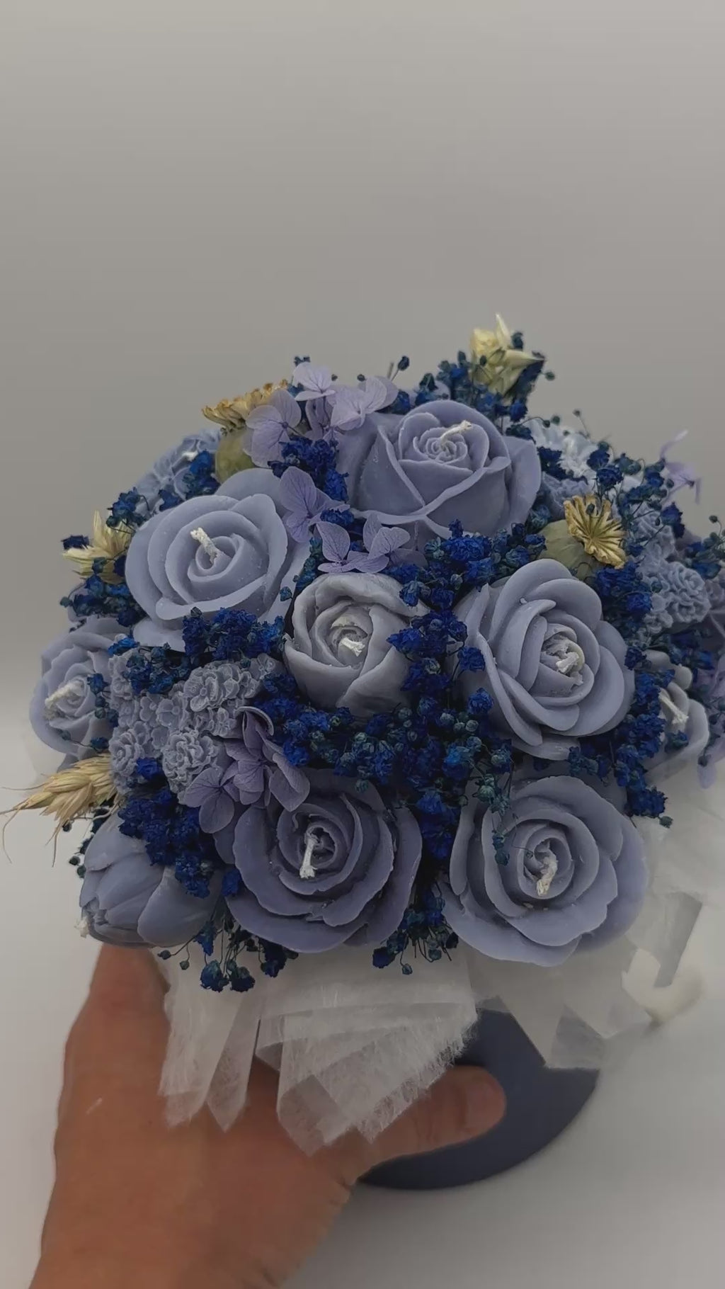 Kerzenblumenstrauß Blau aus Rapswachs | Handgefertigt |