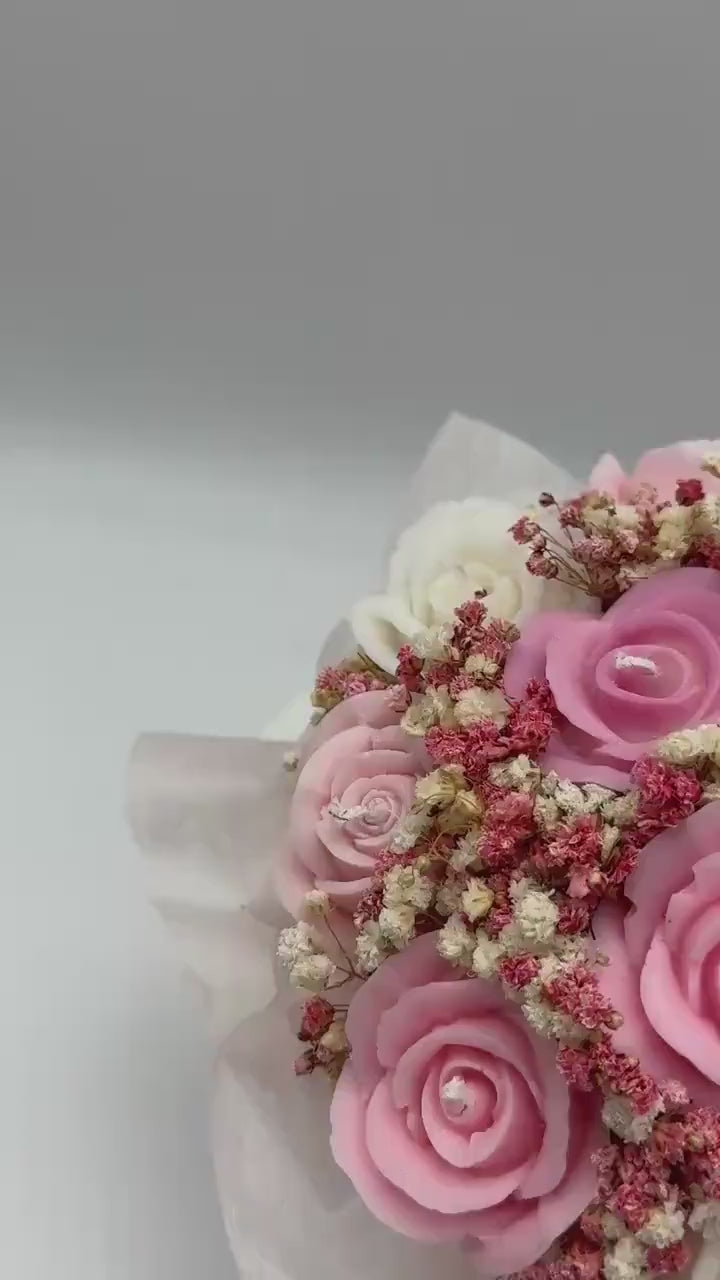 Kerzenblumenstrauß mit Rosen Rose Handgemachte Blumenkerzen Romantische Geschenkidee Rosa Deko Flower Candle Bouquet Etsy