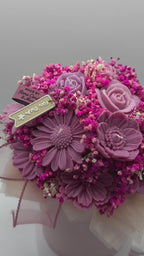 Kerzenblumenstrauß „ Pure Berry „ aus Rapswachs | Handgemachtes Blumengeschenk Flowerbox Floma Candle & More